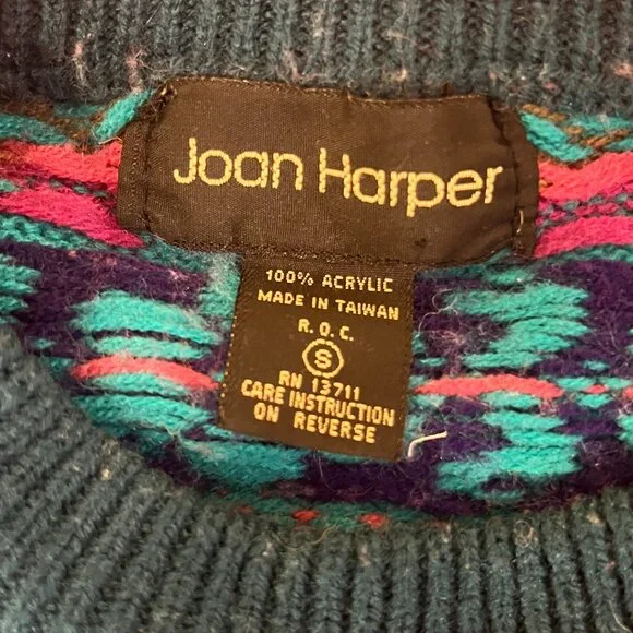 Vintage Joan Harper Womens Knit Pullover Sweater 80s Colorful - Picture 4 of 4